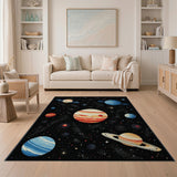 Multi-color and Patterns Retro Pixel Solar System Area Rug