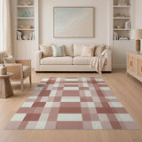 Blush Beige Checkered Area Rug