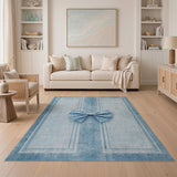Distressed Blue Bow Vintage Area Rug