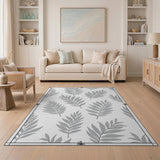 Grey Leaf Pattern Area Rug
