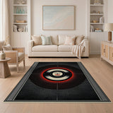Geometric Modern Red Vinyl Record Geometric Area Rug
