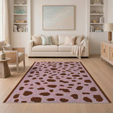 Blush Pink Leopard Print Shag Rug