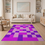 Purple Pink Geometric Block Area Rug