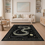 Celestial Serpent Black Gold Area Rug