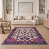 Pink Vibrant Pink Persian Floral Area Rug