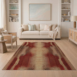 Red Crocodile Scale Texture Area Rug