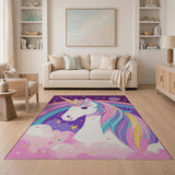 Kids Cartoon Magical Unicorn Rainbow Kids Area Rug