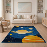 Kids Space Planets Stars Cartoon Area Rug