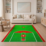 Baseball Field Green Turf Area Rug