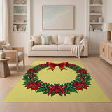 Red Rose Wreath with Bow Area Rug