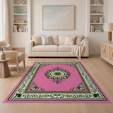 Pink Mandala Floral Floral Vintage Area Rug