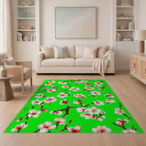 Vibrant Green Cherry Blossom Floral Rug