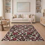 Vintage Pink Rose Trellis Area Rug