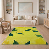 Zesty Lemon Slices Leaves Yellow Area Rug