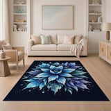 Ethereal Blue Floral Watercolor Area Rug