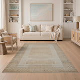Coastal Beach Beige Textured Stripe Woven Area Rug