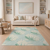 Blue and Teal Teal Green Abstract Leaf Area Rug