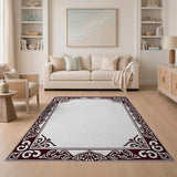 Ornate Traditional Persian Red Border Rug