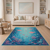 Dreamy Pink Striped Fish Underwater Area Rug