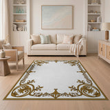 Ornate Gilded Floral Border Area Rug