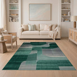 Geometric Modern Green Emerald Green Abstract Geometric Area Rug