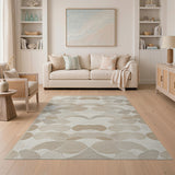 Geometric Modern Beige Abstract Organic Shapes Area Rug