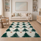 Evergreen Fir Tree Snowflake Pattern Area Rug