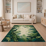Lush Jungle Deer Birds Area Rug