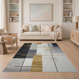 Geometric Modern Modern Geometric Grey Gold Area Rug