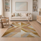 Modern Geometric Tan Brown Area Rug