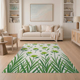 Vibrant Green Floral Scatter Area Rug