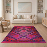 Multi-color and Patterns Vibrant Pink Geometric Tribal Area Rug