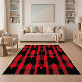 Red Rustic Farmhouse Rustic Red Black Buffalo Plaid Area Rug