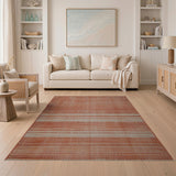 Terracotta Striped Woven Area Rug