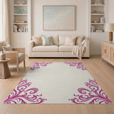 Floral Vintage Elegant Pink Floral Swirl Area Rug