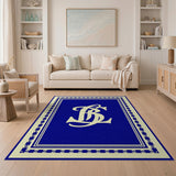 Navy Blue BRL Monogram Rug with Tribal Borders