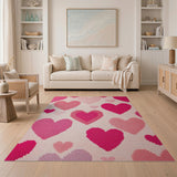 Playful Pink Hearts Tufted Area Rug