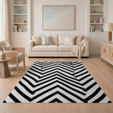 Black and White Bold Zigzag Black White Geometric Area Rug