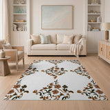 Vintage Brown Floral Medallion Area Rug