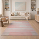 Pink Geometric Striped Area Rug