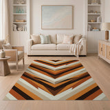 Orange Bold Orange Chevron Geometric Area Rug