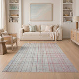 Grey Distressed Grey Plaid Area Rug
