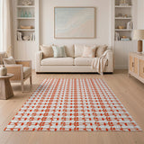 Red Bold Red Geometric Grid Area Rug