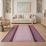 Pink Black Geometric Tribal Area Rug