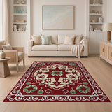 Traditional Persian Red Red Traditional Persian Area Rug with Floral Medallion