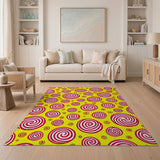 Playful Yellow Swirl Area Rug