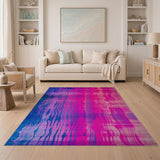 Vibrant Ombre Blue-Pink Abstract Area Rug