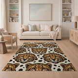 Beige Cheetah Faces Pattern Area Rug