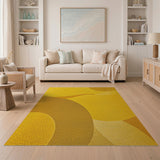 Vibrant Yellow Overlapping Circles Area Rug