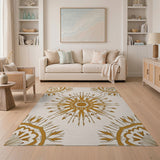Gold Sunburst Mandala Area Rug